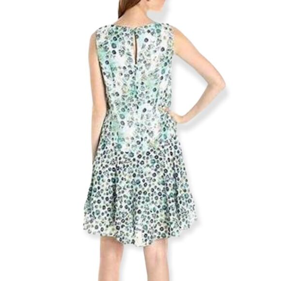 NWT Donna Morgan Floral Chiffon Turquoise Multi Dress - Picture 2 of 11